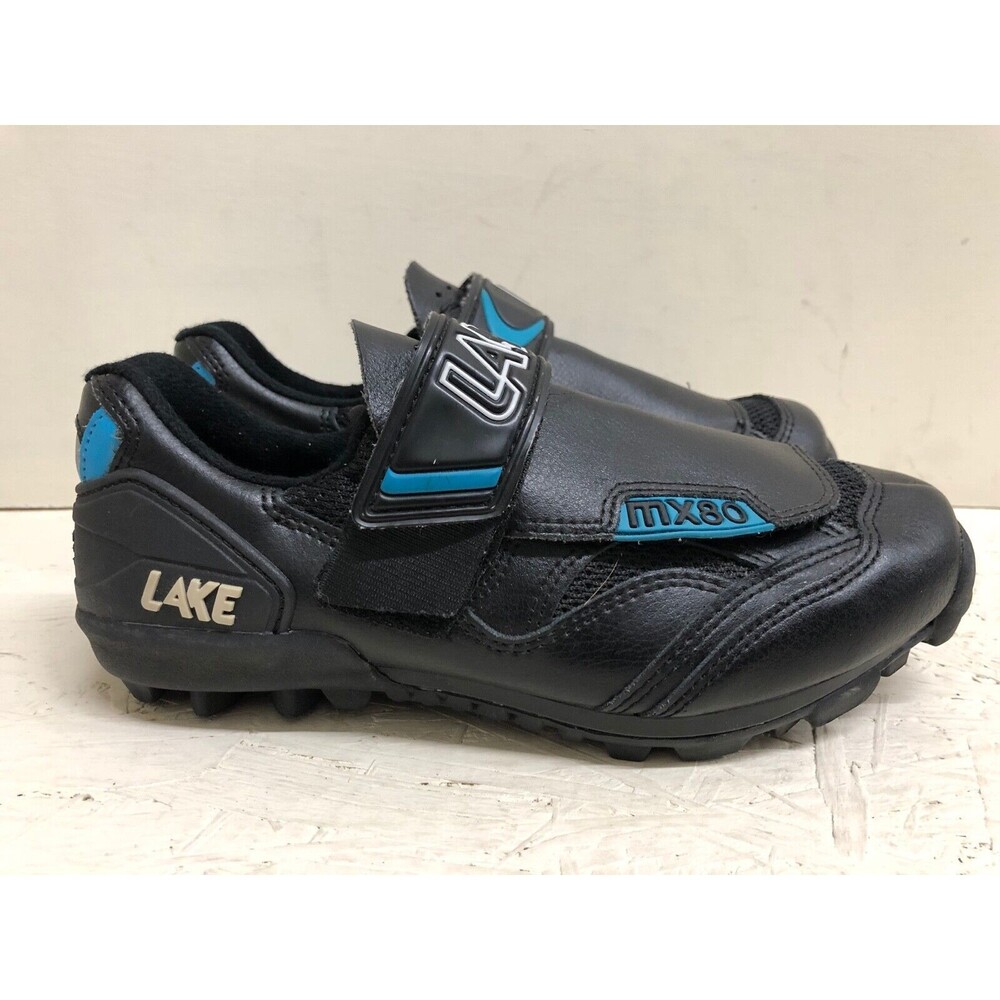 LAKE MX80 Men Black/Bue Cycling leather lace up/strap Shoes size US 6.5 EUR 40